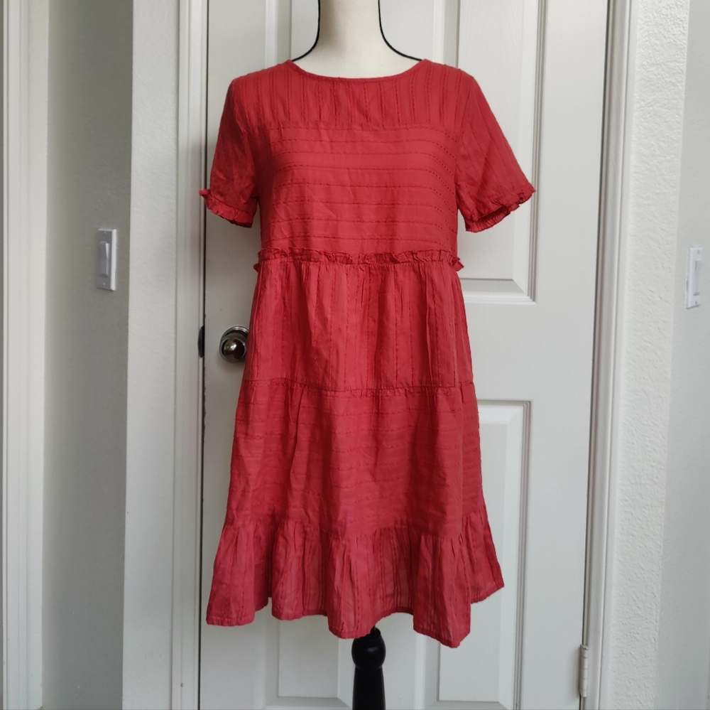 Women's Coral Short Sleeve Babydoll Dress